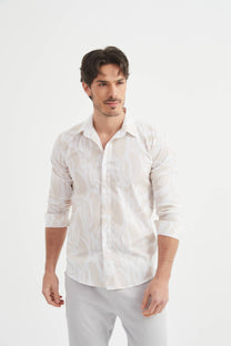 Camicia slim elasticizzata con stampa tono su tono