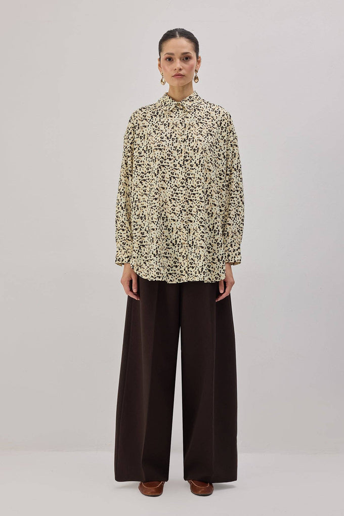 Camicia oversize a stampa mini leopardata