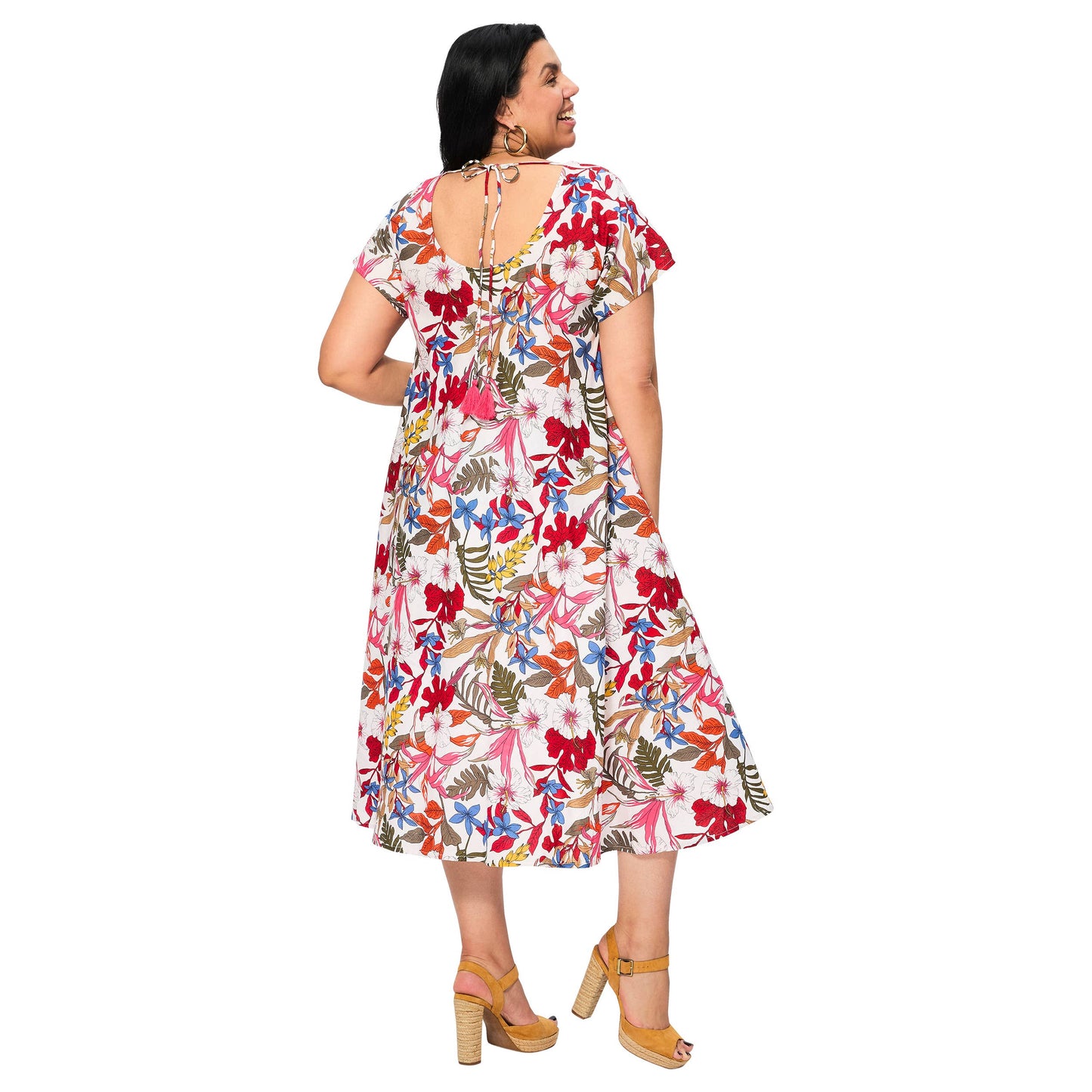 Abito midi estivo floreale in cotone