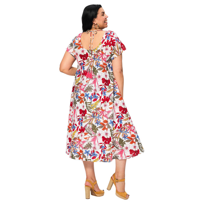 Abito midi estivo floreale in cotone