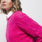 Maglione in maglia strutturata fucsia