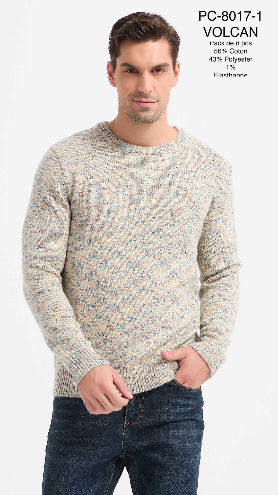Maglione girocollo spesso Vulcano beige