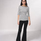 Maglione a righe aderente in cotone a costine