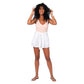 Shorts estivi bianchi in cotone e lino con cintura