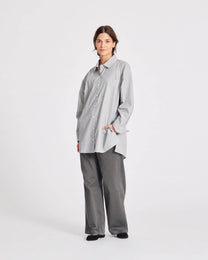 Camicia lunga a righe in popeline di cotone biologico