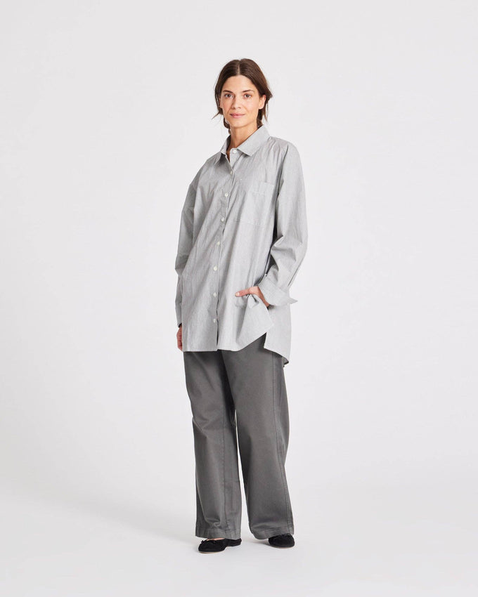 Camicia lunga a righe in popeline di cotone biologico