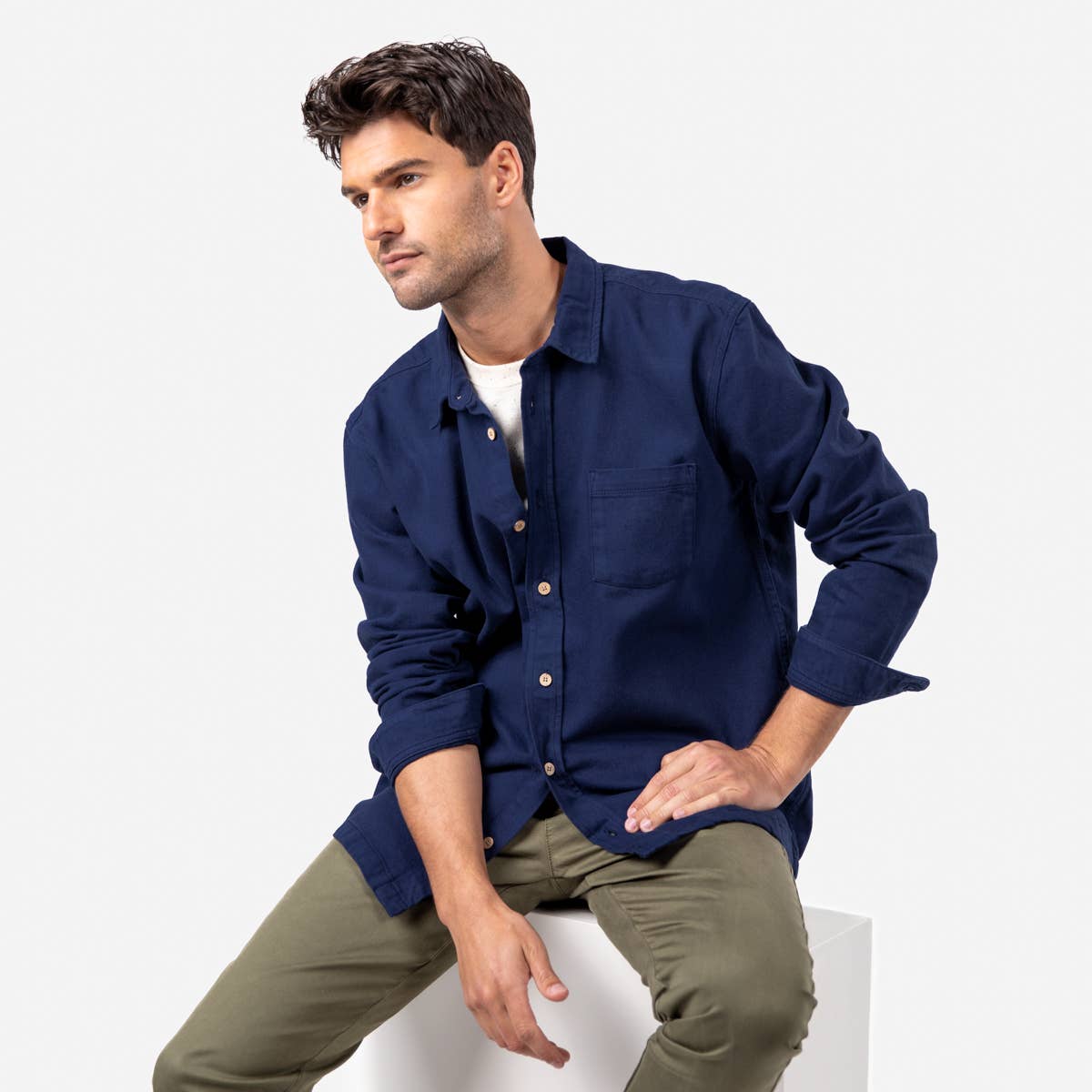 Sopracamicia in denim blu marino