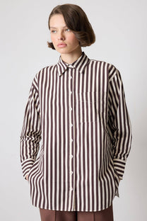 Camicia oversize a righe verticali in viscosa