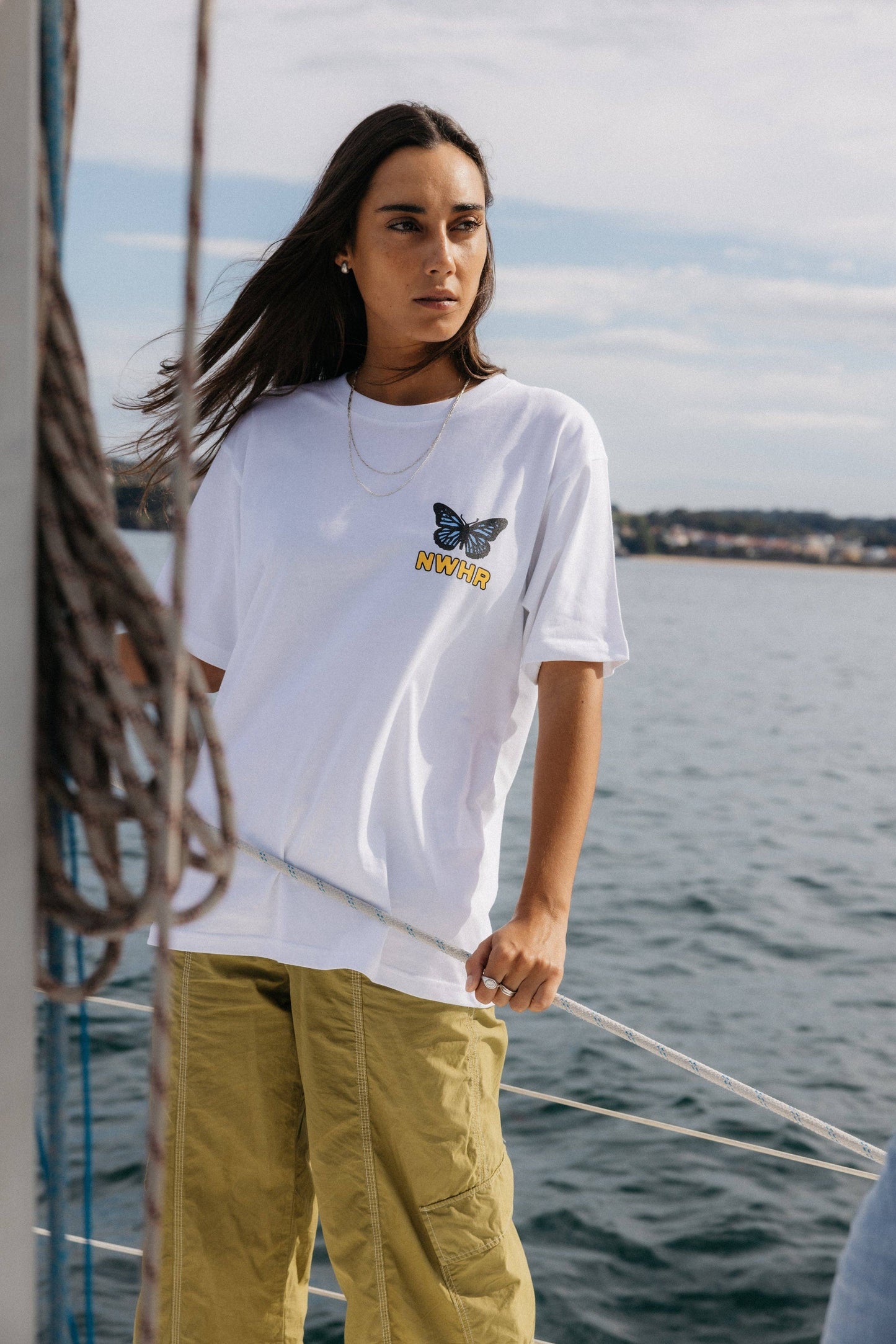 T-shirt bianca oversize Butterfly in cotone biologico