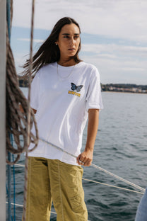 T-shirt bianca oversize Butterfly in cotone biologico