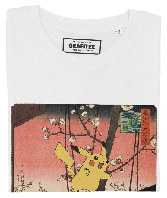 T-shirt kawaii bianca con stampa Pikachu