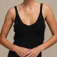 Top in maglia a coste con scollo a V