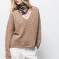 Maglione in maglia rasata con scollo a V