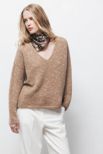 Maglione in maglia rasata con scollo a V