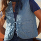 Gilet trapuntato in denim con laccetti