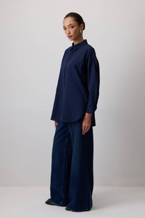 Camicia oversize blu navy a vestibilità comoda