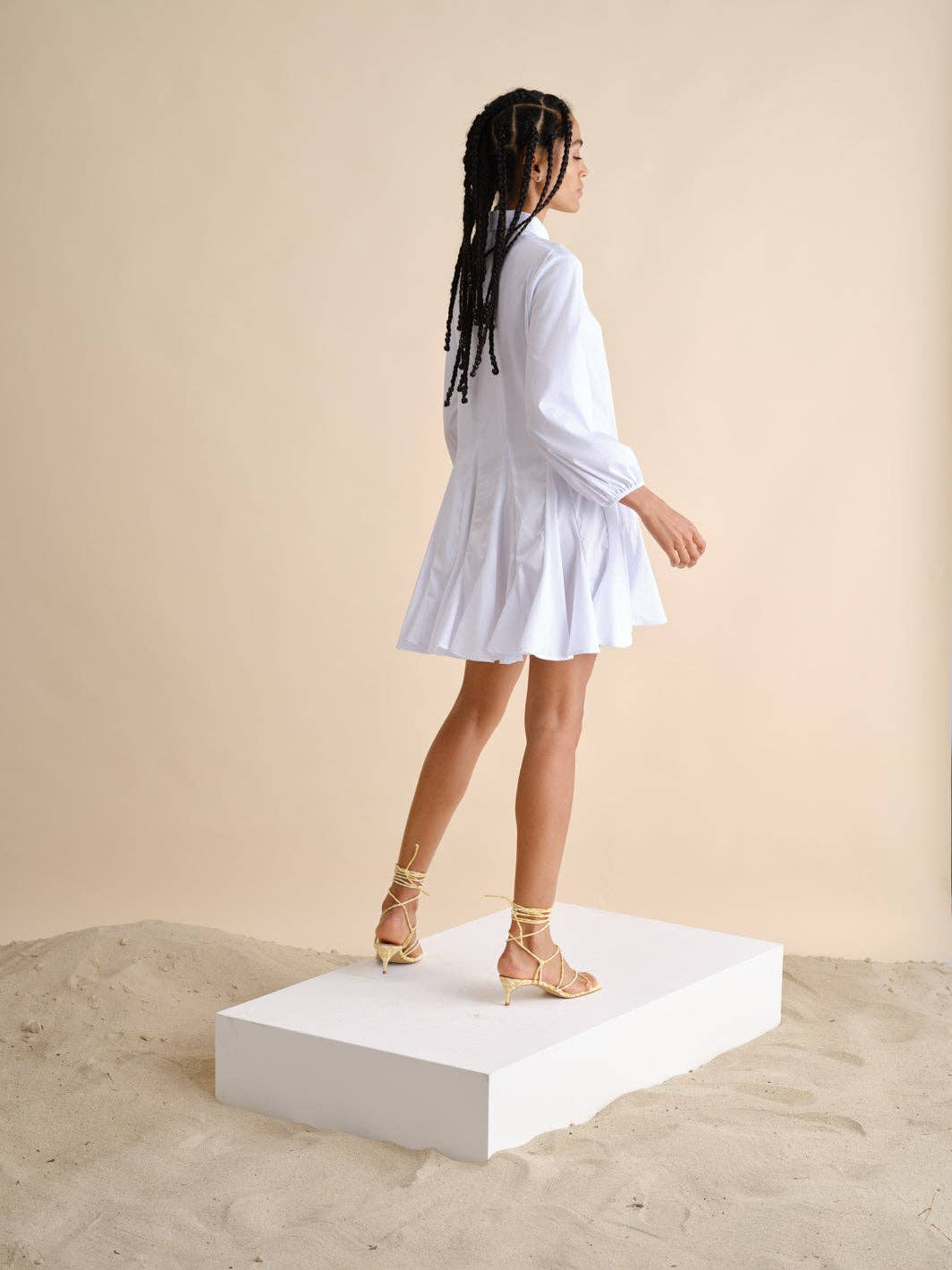Abito chemisier bianco in cotone stretch