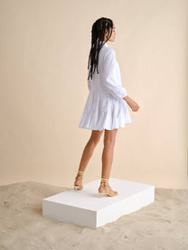 Abito chemisier bianco in cotone stretch