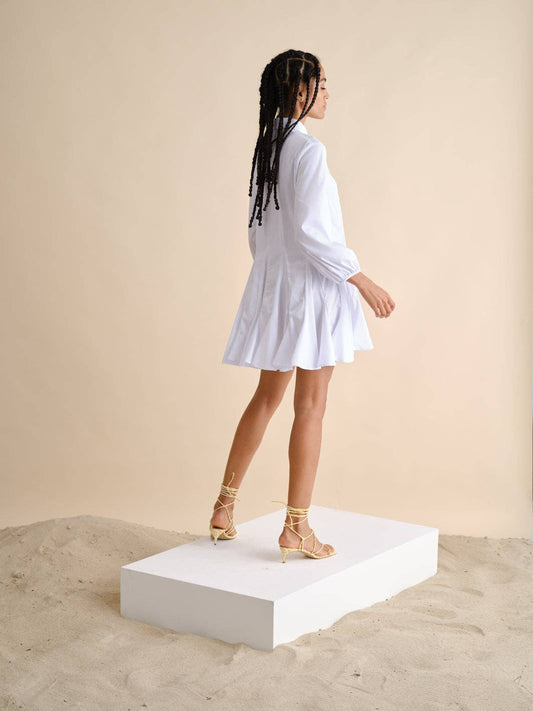 Abito chemisier bianco in cotone stretch