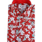 Camicia stretch slim fit rossa a fiori