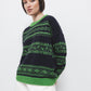 Maglione jacquard in maglia bicolore