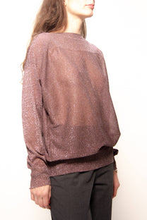 Maxi pullover glitterato con scollo a barca in maglia 3D