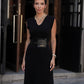 Abito midi nero con scollo a V