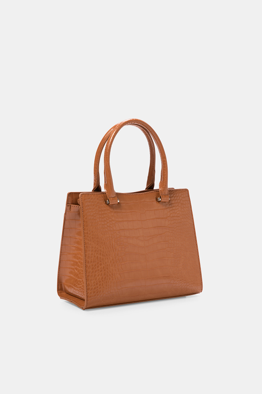 Borsa a mano effetto coccodrillo con tracolla