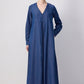 Abito lungo effetto denim in cotone