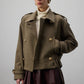 Cappotto doppiopetto in cachet con cintura