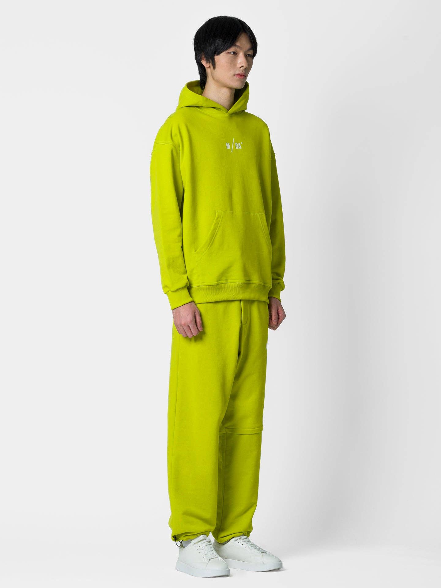 Felpa con cappuccio regular lime con logo