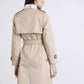 Trench in gabardine beige con cintura e colletto a quadri