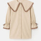 Camicia con maxi colletto a contrasto e volant