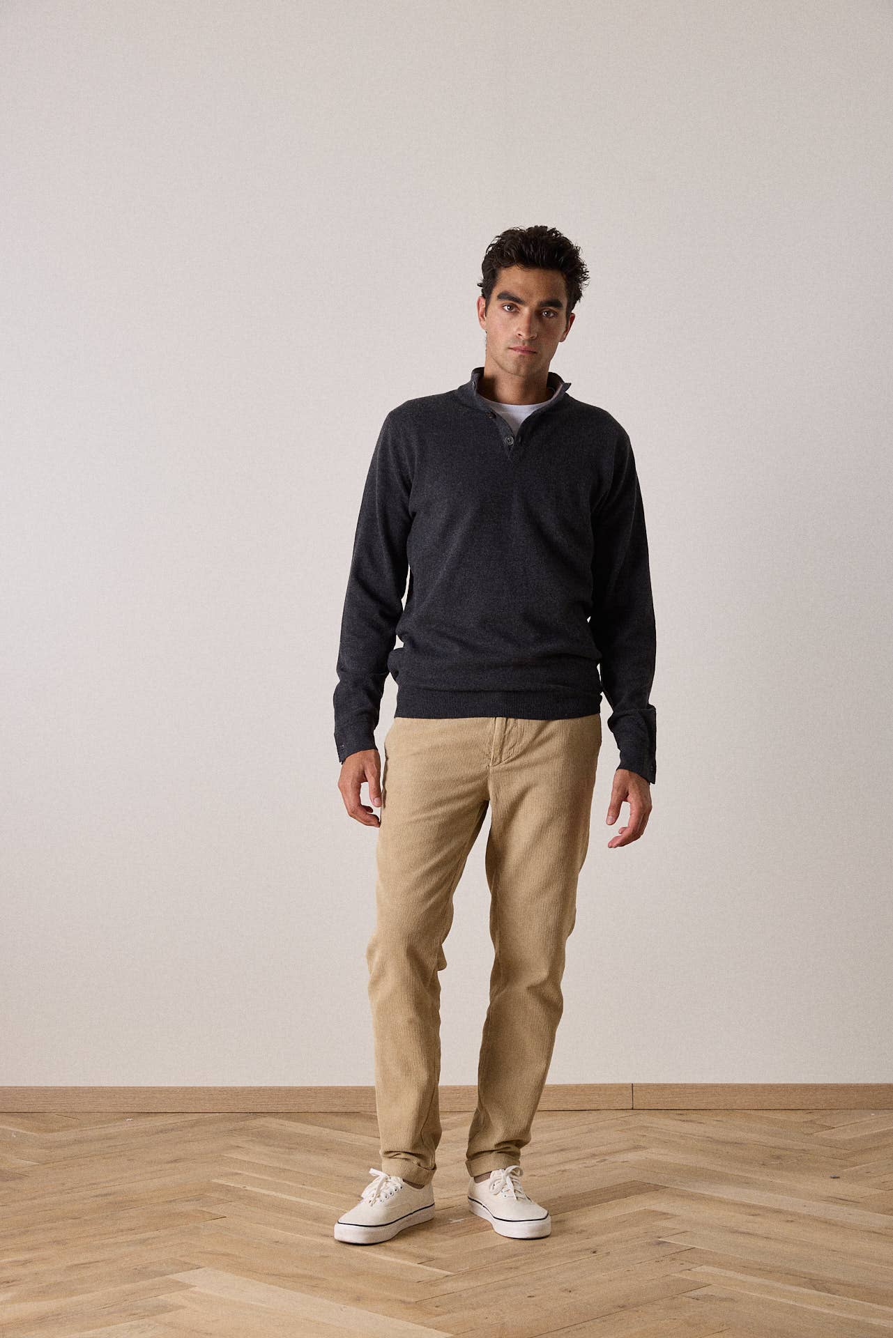 Maglione in lana merino con collo alto Shadow grigio