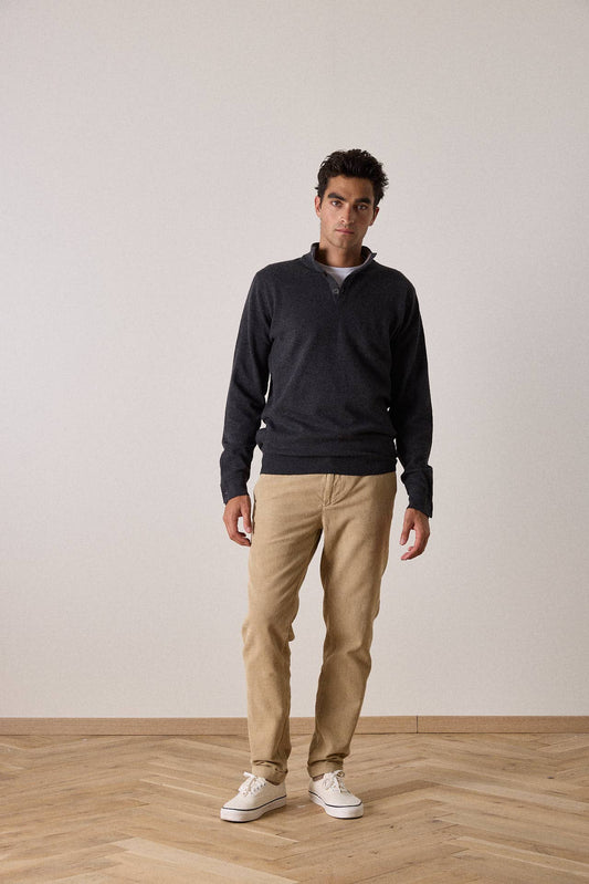 Maglione in lana merino con collo alto Shadow grigio