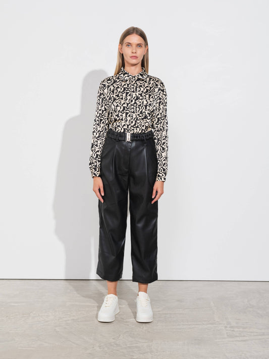 Pantaloni in ecopelle effetto pelle neri