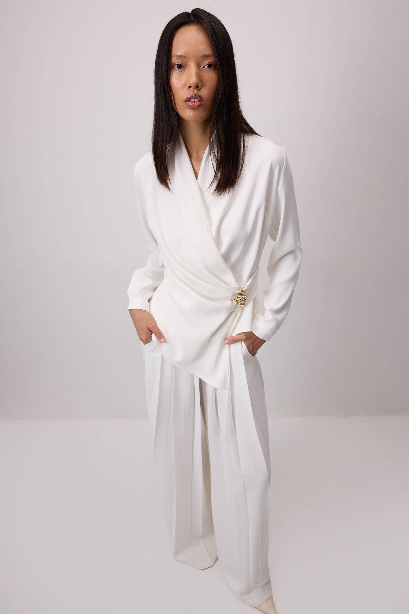 Blusa drappeggiata a portafoglio