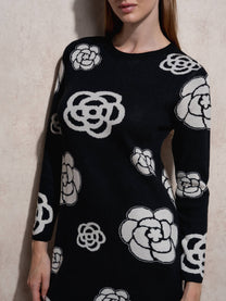 Abito in maglia con motivo floreale