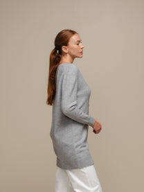 Cardigan lungo in maglia da donna con scollo a V