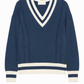 Maglione in maglia con scollo a V a righe
