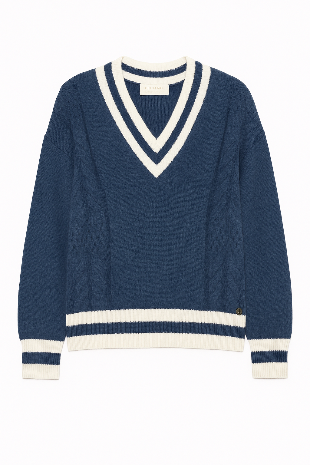 Maglione in maglia con scollo a V a righe