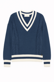 Maglione in maglia con scollo a V a righe