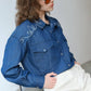 Camicia in cotone effetto denim ricamata