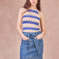 Top in maglia senza maniche a righe zigzag