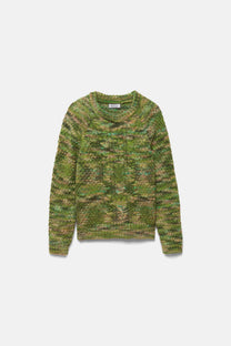 Maglione in maglia strutturata mélange verde