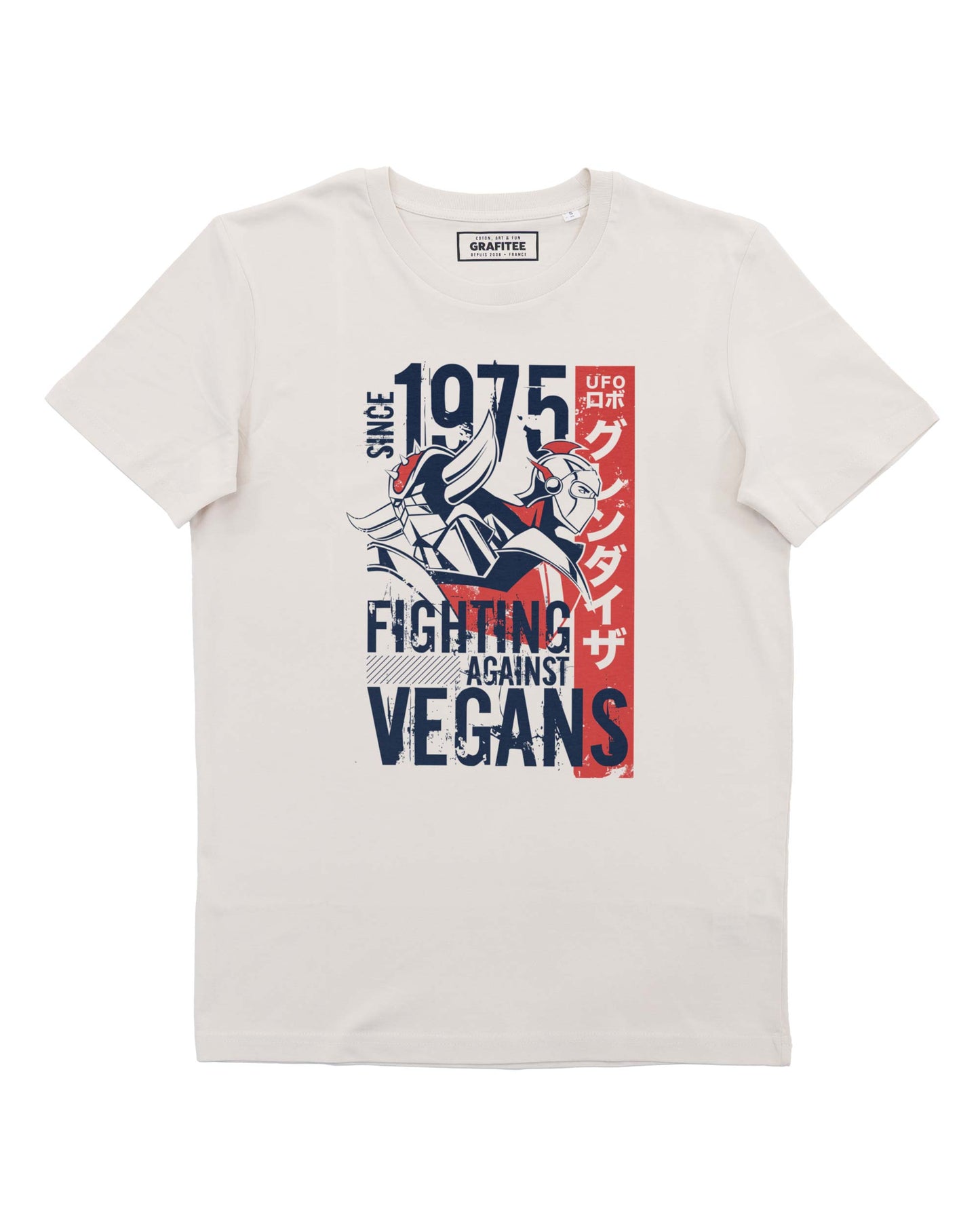 T-shirt Fighting Against Vegans con illustrazione Goldorak