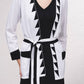 Cardigan in maglia con cintura e dettagli a contrasto