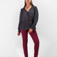 Blusa a pois con scollo a V e maniche morbide
