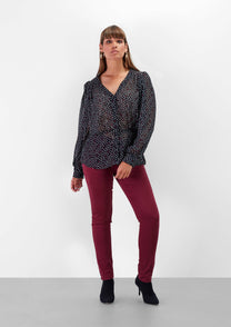 Blusa a pois con scollo a V e maniche morbide