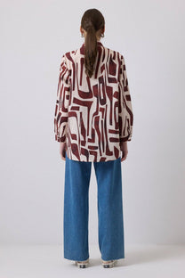 Camicia oversize con stampa astratta